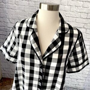Kate Spade Gingham Top Dream A Little Dream Buffalo Check Black White Womens M